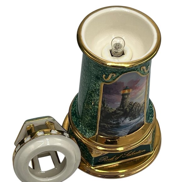 Thomas Kinkade Rock of Salvation Light Up Porcelain Lighthouse 2004 - Picture 12 of 16